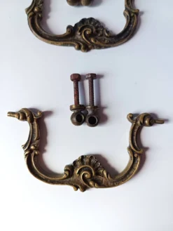 Poignée ancienne paire bronze porte meuble tiroir