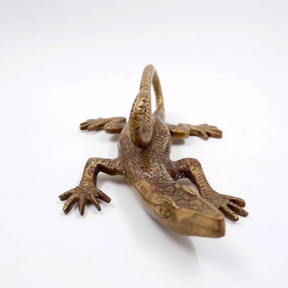 Poignée en laiton en forme de lézard de Komodo
