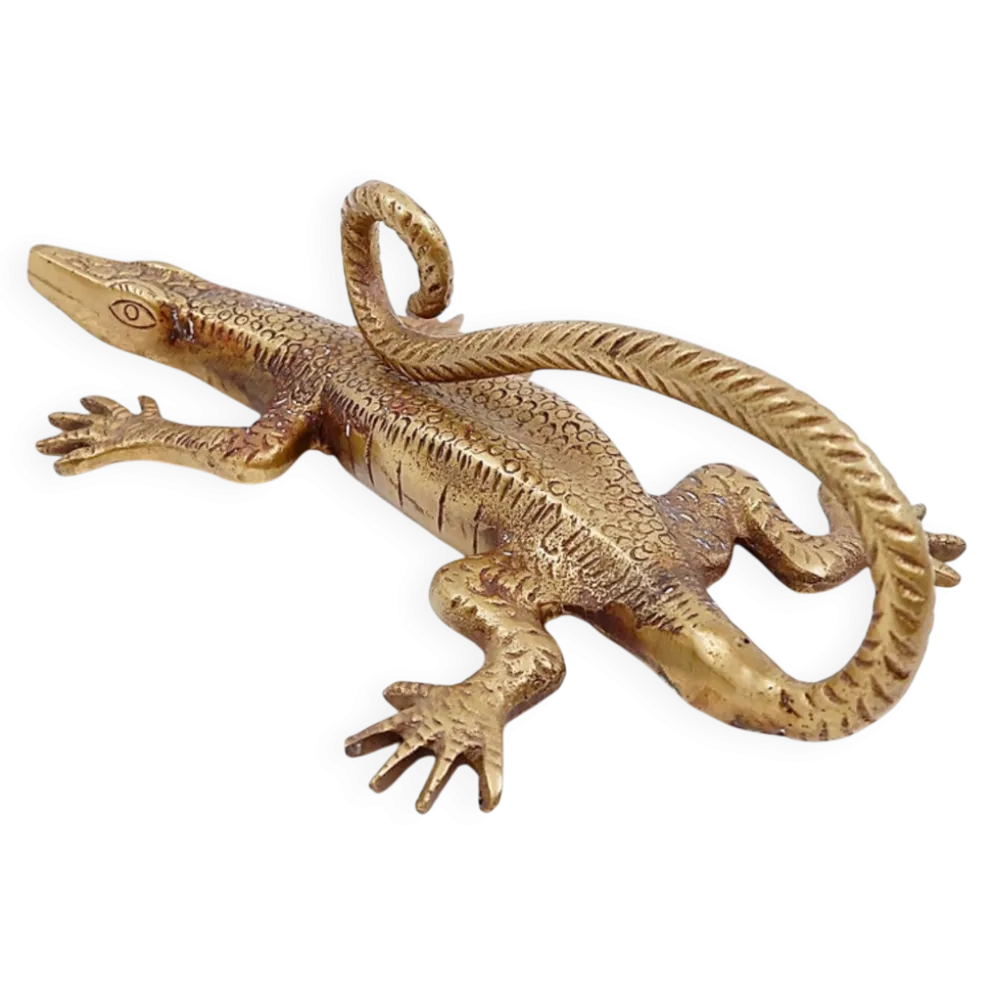 Poignée en laiton en forme de lézard de Komodo