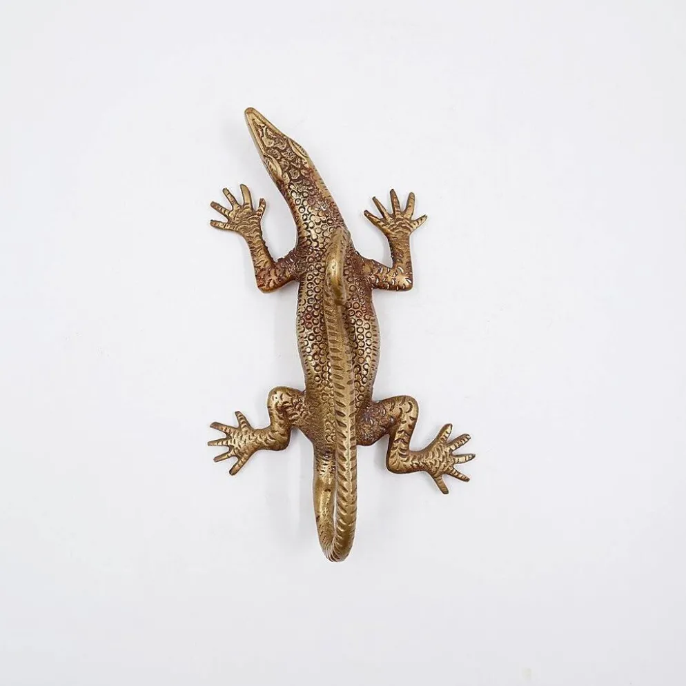 Poignée en laiton en forme de lézard de Komodo