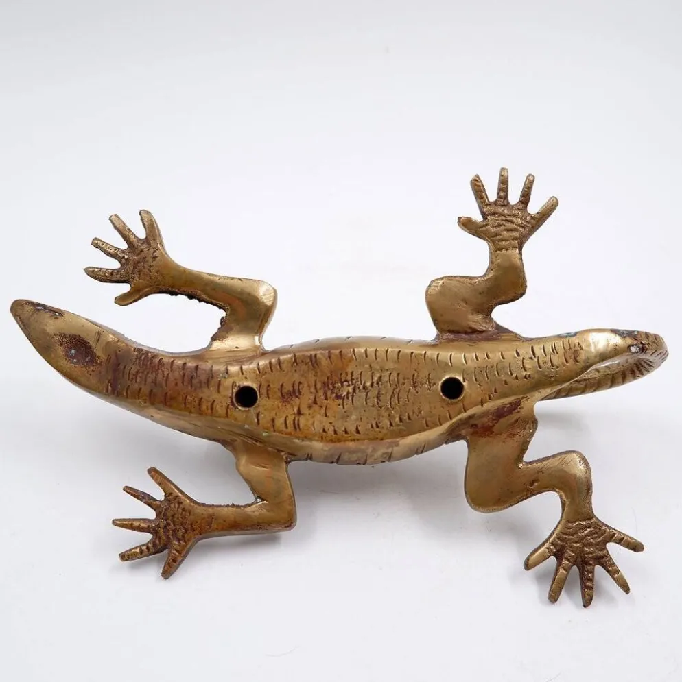 Poignée en laiton en forme de lézard de Komodo
