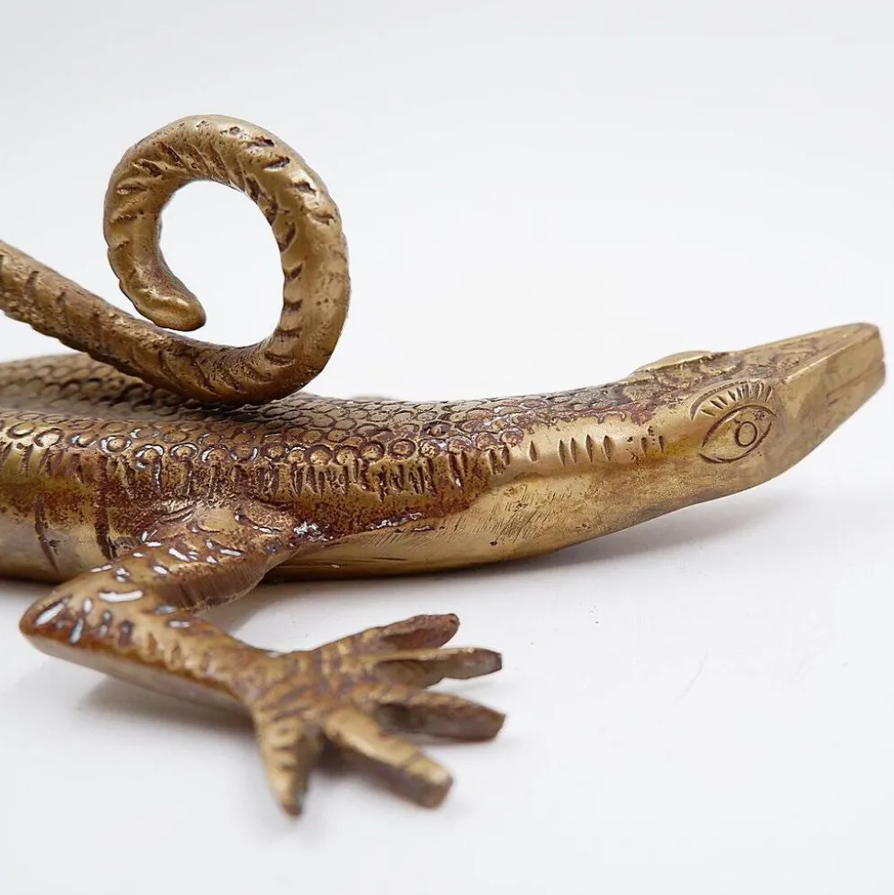 Poignée en laiton en forme de lézard de Komodo