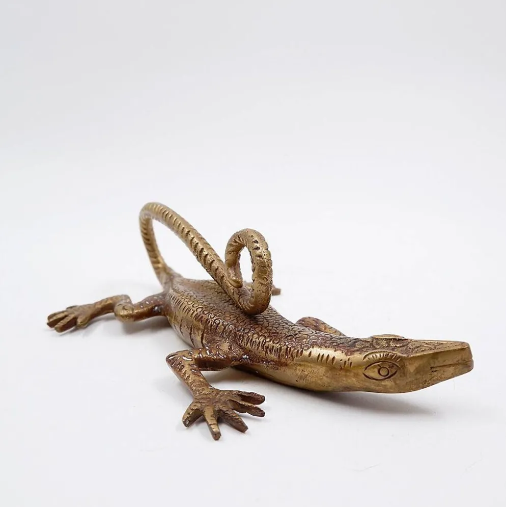 Poignée en laiton en forme de lézard de Komodo