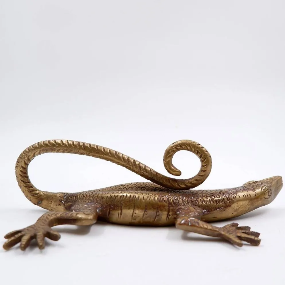 Poignée en laiton en forme de lézard de Komodo