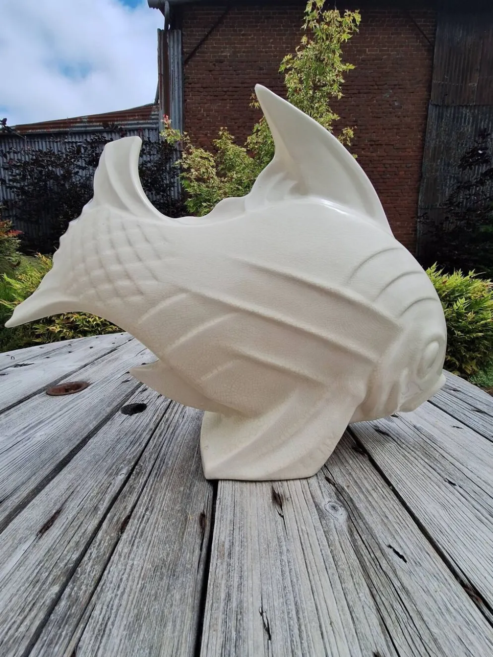 Poisson en céramique Art déco signé Lejan