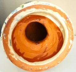 Pomme de pin, céramique, terre cuite émaillée, couleurs mêlées, vives,32cm