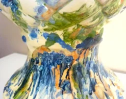 Pomme de pin, céramique, terre cuite émaillée, couleurs mêlées, vives,32cm