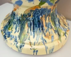 Pomme de pin, céramique, terre cuite émaillée, couleurs mêlées, vives,32cm
