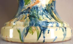 Pomme de pin, céramique, terre cuite émaillée, couleurs mêlées, vives,32cm