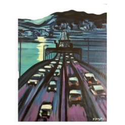 Pont à Seattle- Peinture à l'huile-Jérôme Dreyfus-1992