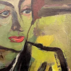 Portait de femme Fauviste, tableau huile sur toile 1947, LUC PEROT 'Colette