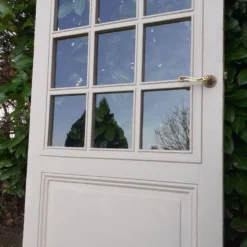 Porte ancienne de communication vitrée moulurée 218,5x83 15 petits carreaux