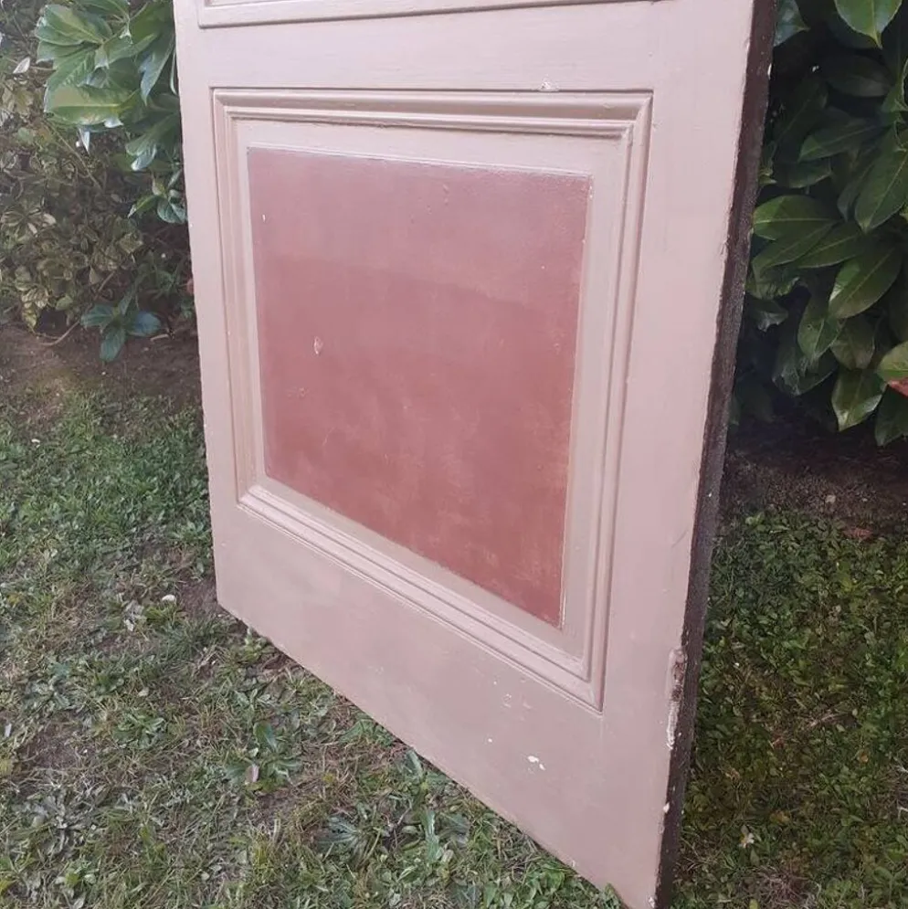 Porte ancienne de communication vitrée moulurée 221x83cm 15 petits carreaux