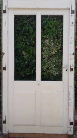 Porte ancienne vitrée 211,5x105,5cm et son cadre porte d'entrée