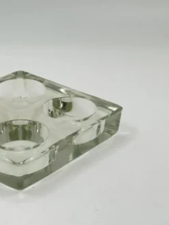 Porte-bougies chauffe-plat vintage en verre massif à 4 lumières