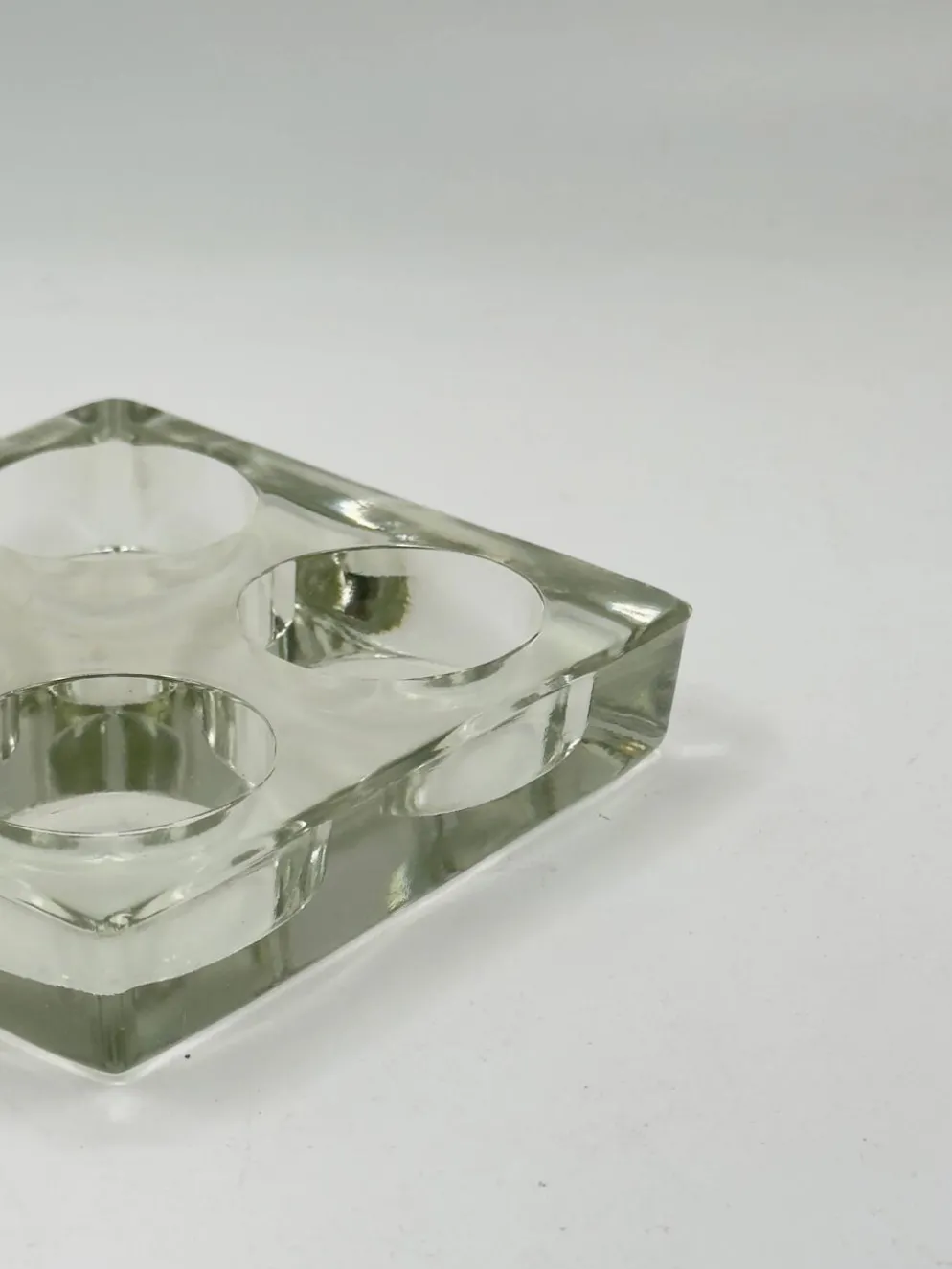 Porte-bougies chauffe-plat vintage en verre massif à 4 lumières