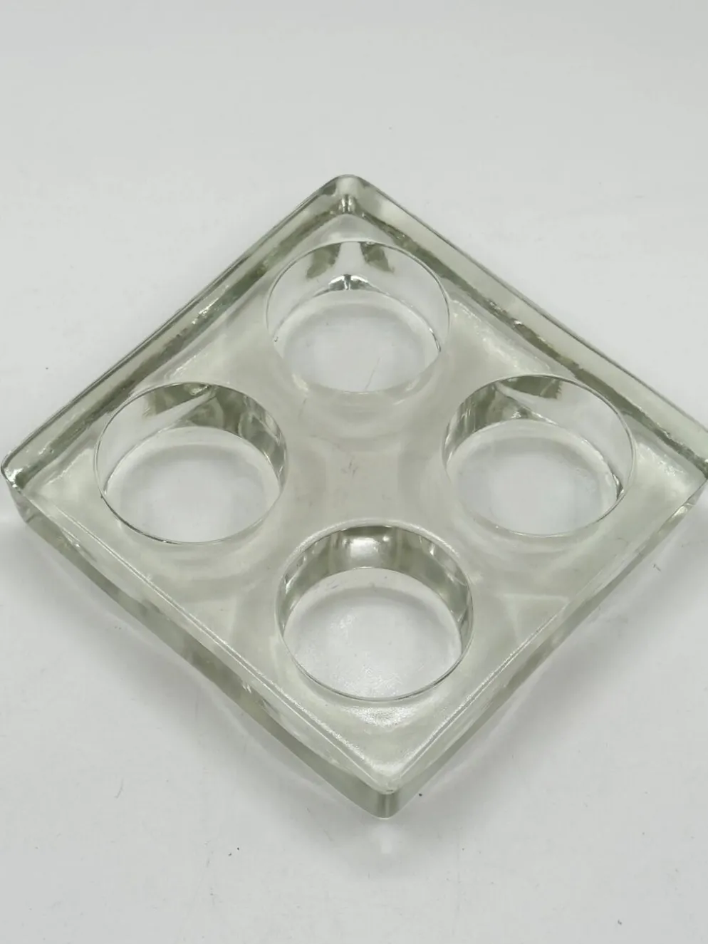 Porte-bougies chauffe-plat vintage en verre massif à 4 lumières