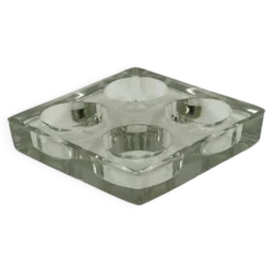 Porte-bougies chauffe-plat vintage en verre massif à 4 lumières
