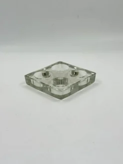 Porte-bougies chauffe-plat vintage en verre massif à 4 lumières