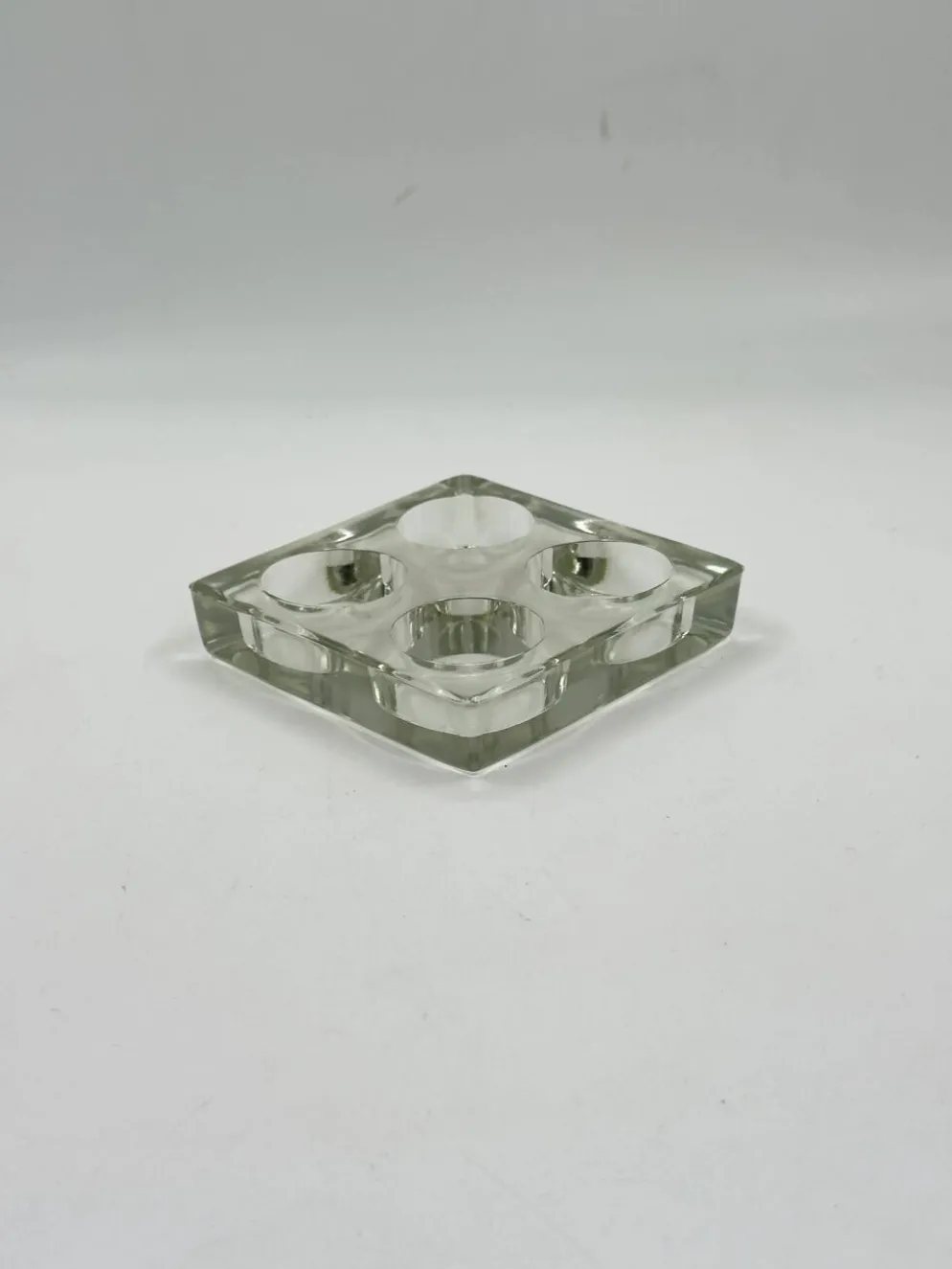 Porte-bougies chauffe-plat vintage en verre massif à 4 lumières