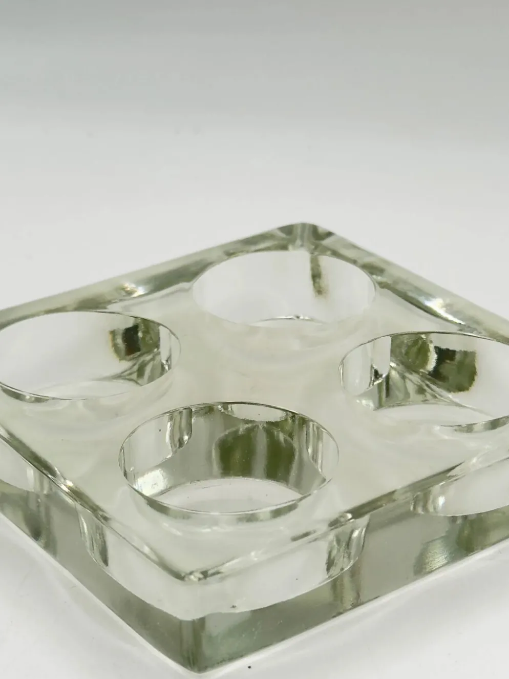 Porte-bougies chauffe-plat vintage en verre massif à 4 lumières