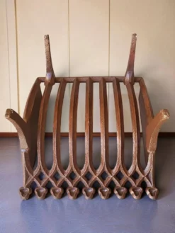 Porte-buche corbeille de cheminée en fonte