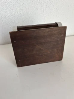 Porte-cigarettes vintage 1960 distributeur bois métal doré - 16 x 13 cm