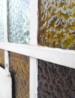 Porte d'atelier 258,4x98,5cm en fer et verres cathédrales colorés