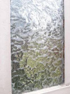 Porte d'atelier 258,4x98,5cm en fer et verres cathédrales colorés