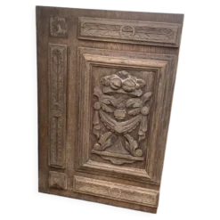 Porte de placard, panneau décoratif en bois coupé de fruit sculpté ancien