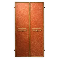 Porte en bois laquée et dorée avec cadre en faux porphyre rouge italien du 20ème siècle
