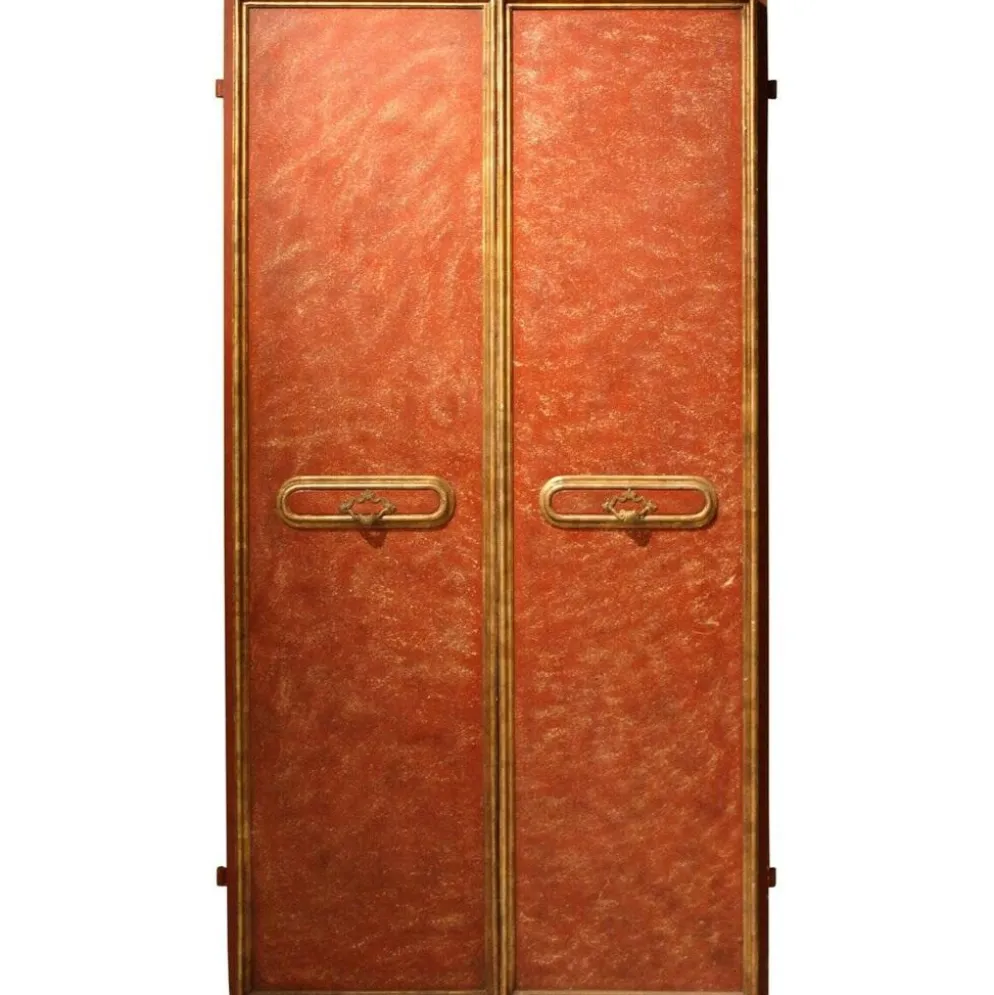 Porte en bois laquée et dorée avec cadre en faux porphyre rouge italien du 20ème siècle