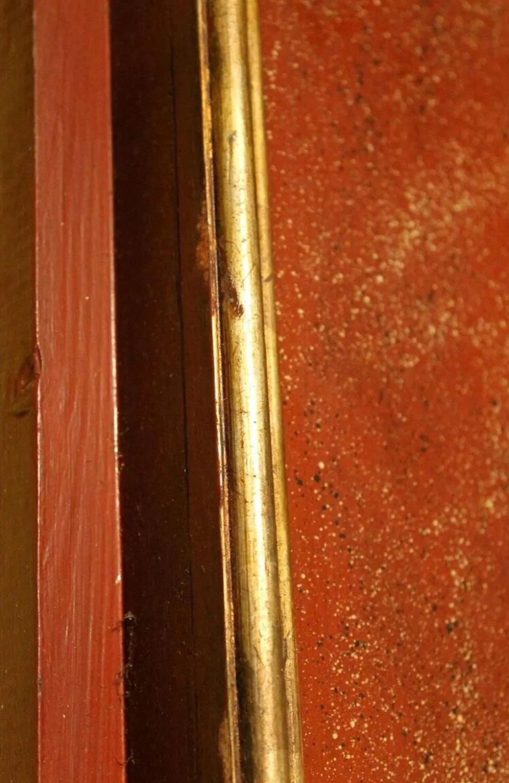 Porte en bois laquée et dorée avec cadre en faux porphyre rouge italien du 20ème siècle