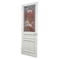 Porte en verre gravé fin XIXe