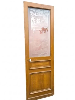 Porte en verre gravé fin XIXe