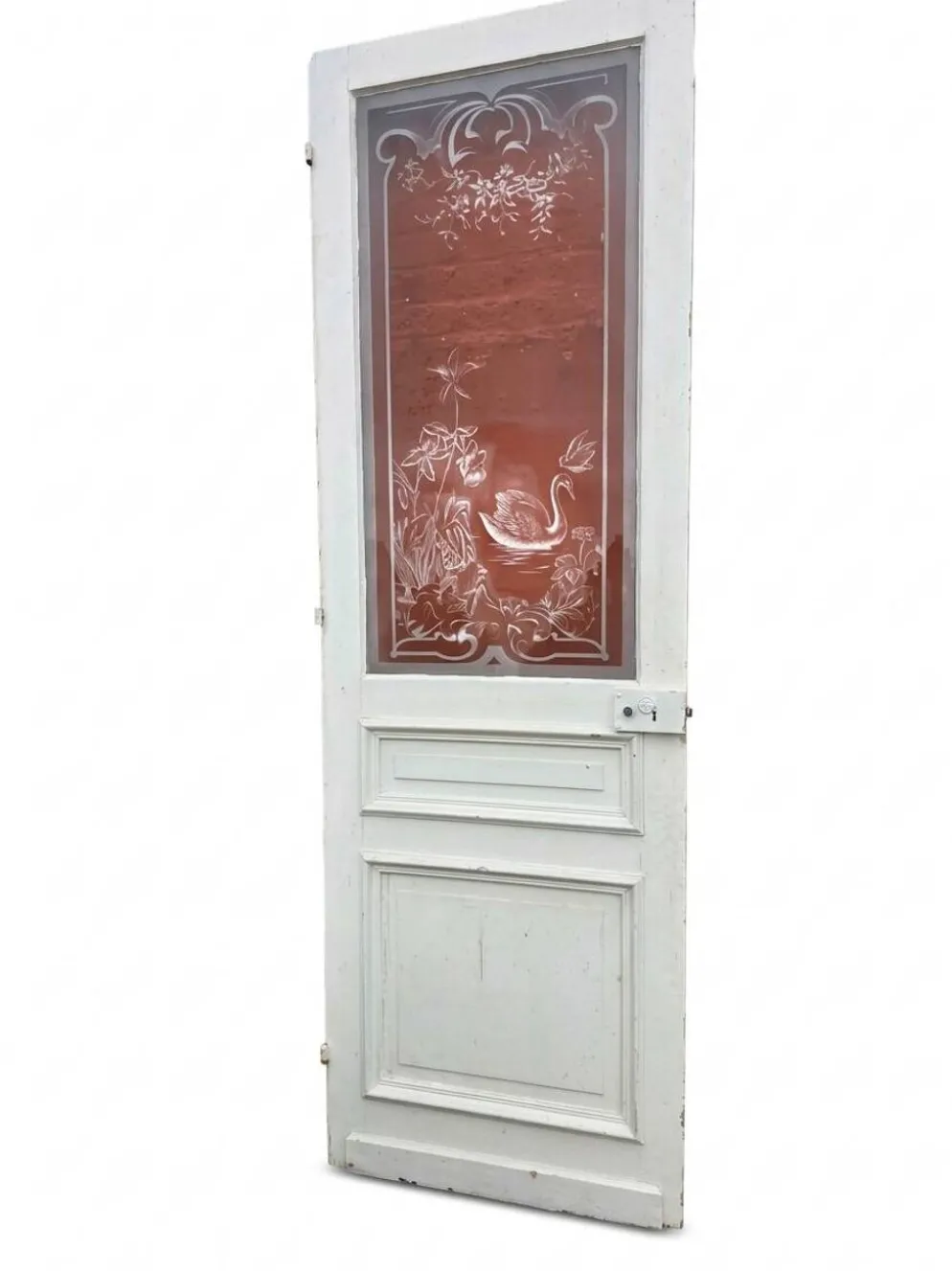 Porte en verre gravé fin XIXe