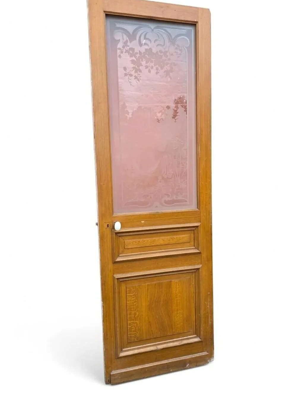 Porte en verre gravé fin XIXe