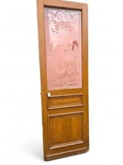 Porte en verre gravé fin XIXe