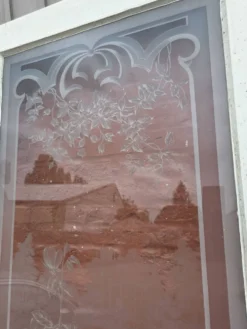 Porte en verre gravé fin XIXe