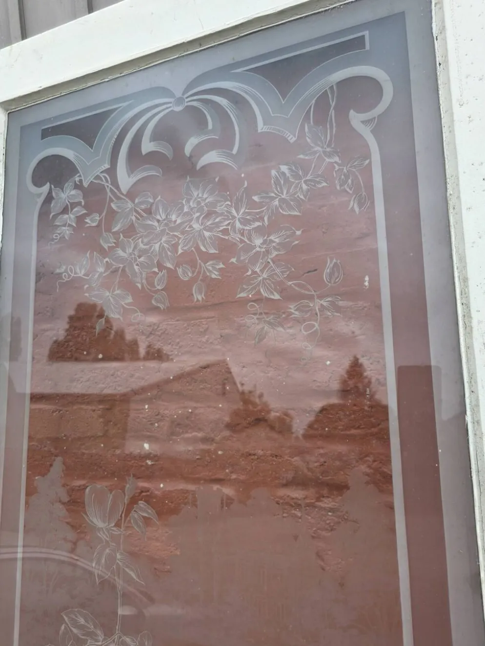 Porte en verre gravé fin XIXe