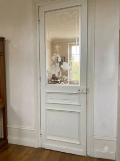Porte en verre gravé fin XIXe