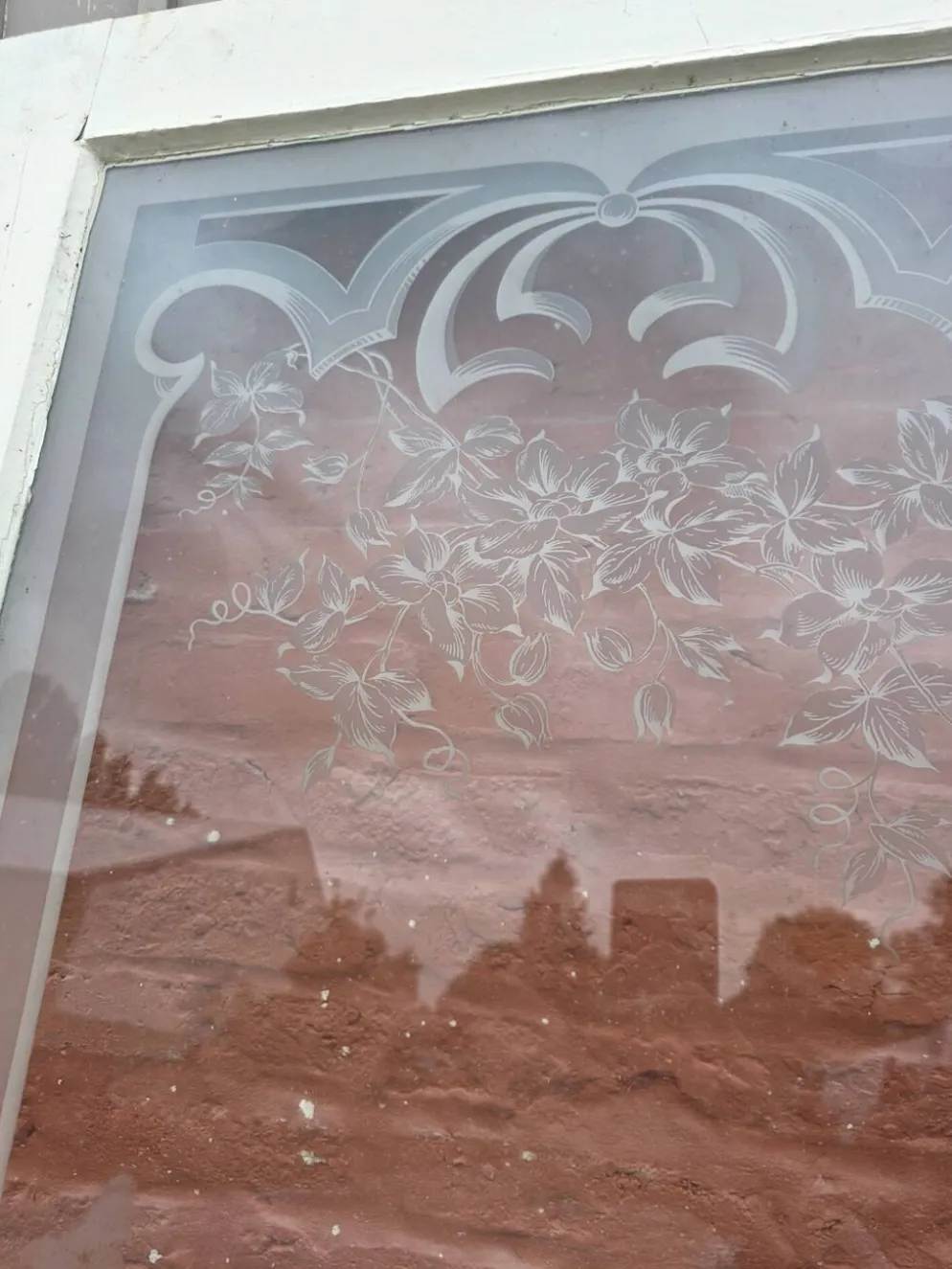 Porte en verre gravé fin XIXe