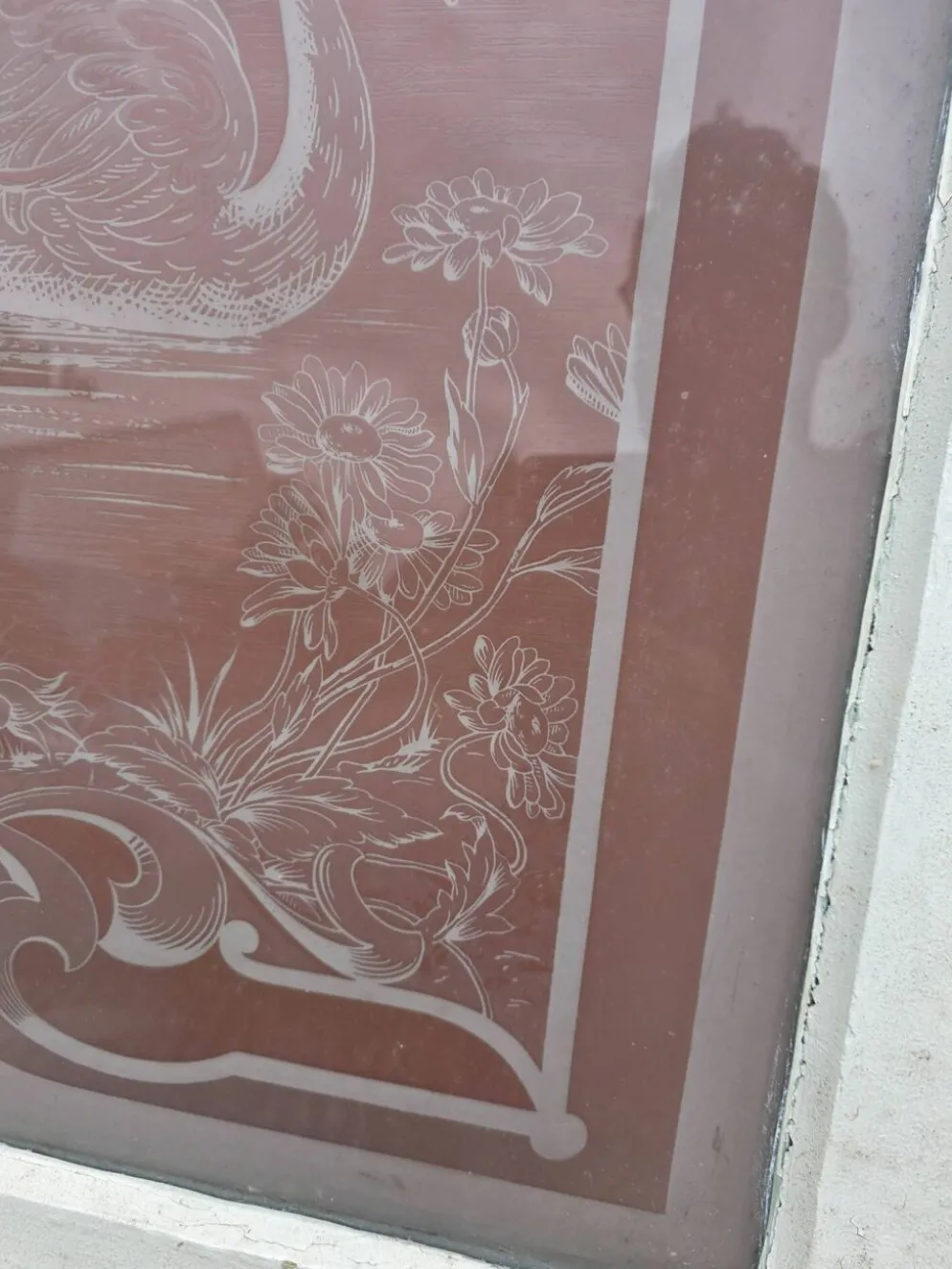 Porte en verre gravé fin XIXe
