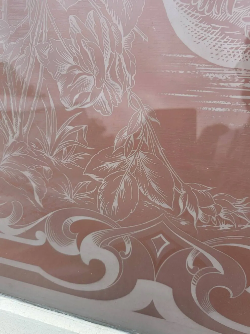Porte en verre gravé fin XIXe