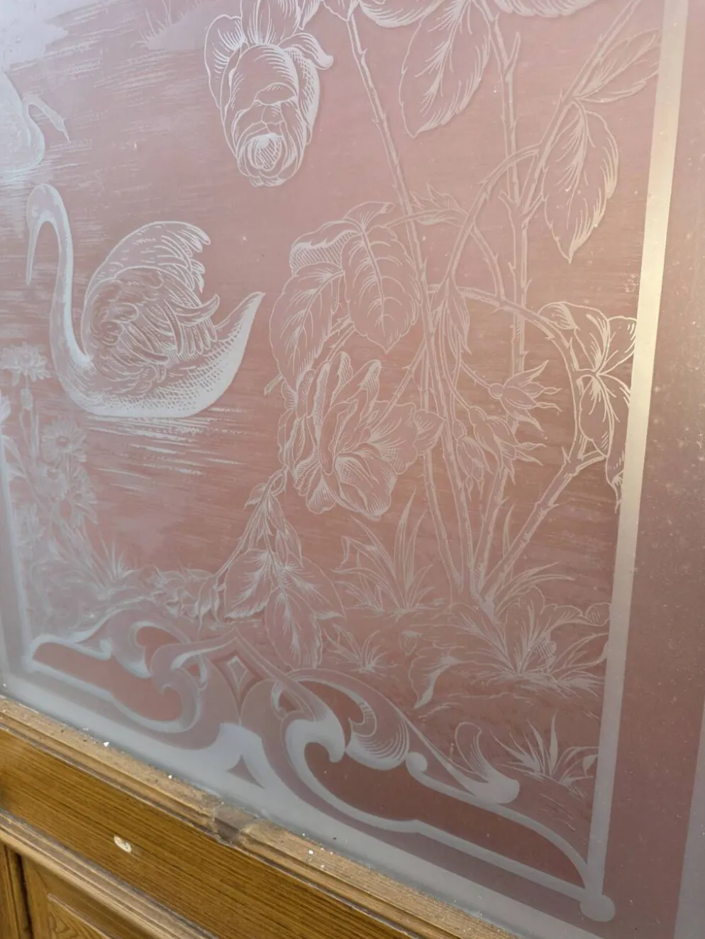 Porte en verre gravé fin XIXe