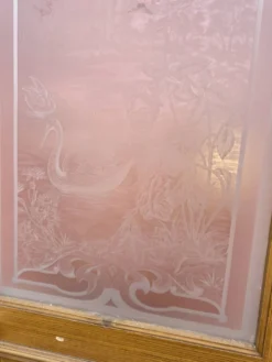 Porte en verre gravé fin XIXe