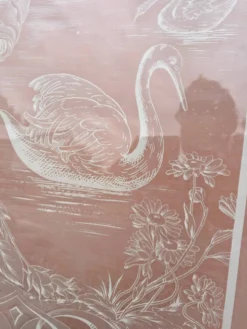 Porte en verre gravé fin XIXe