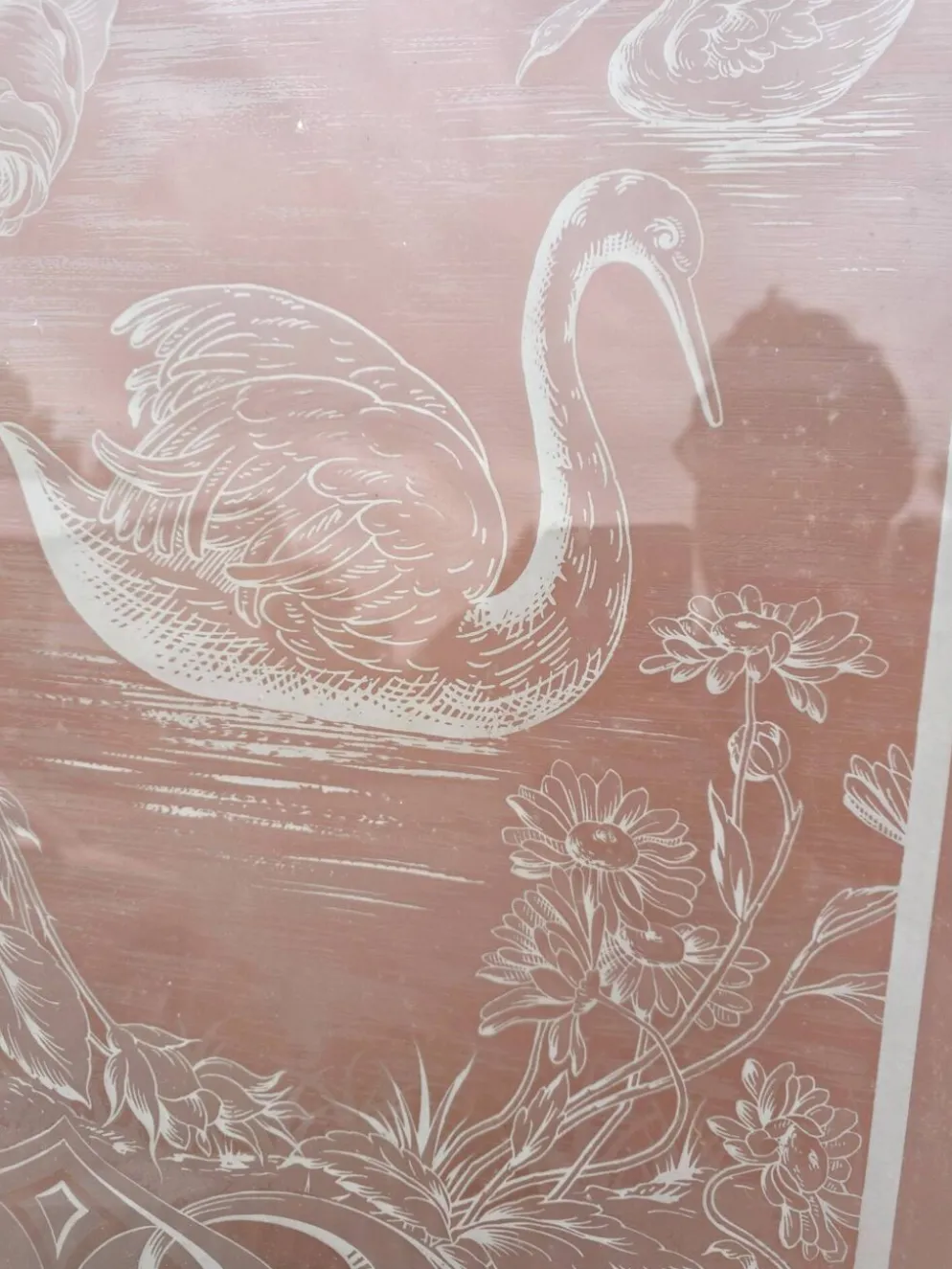 Porte en verre gravé fin XIXe