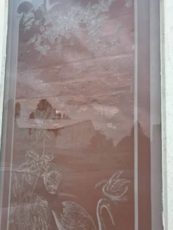 Porte en verre gravé fin XIXe