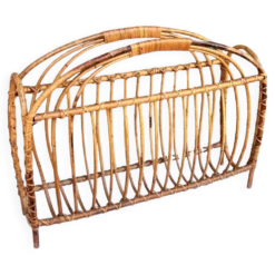 Porte-journaux en osier, style scandinave, Danemark, années 1970